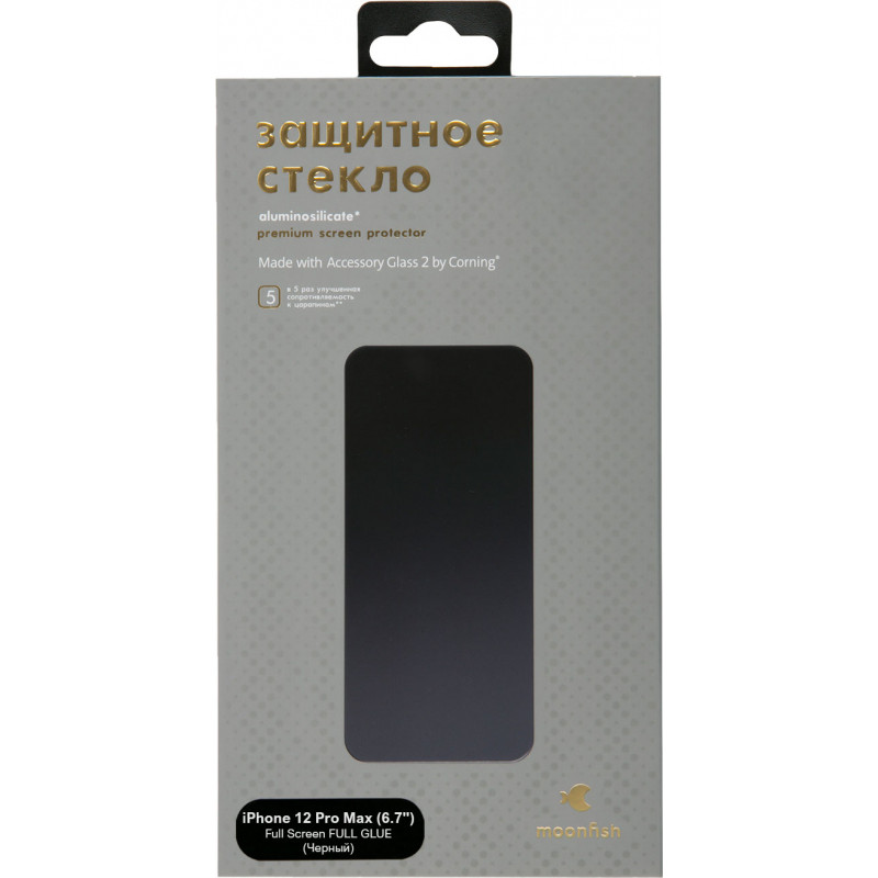 Стекло защитное moonfish Corning для iPhone 12 Pro Max Full Screen FULL GLUE, черный