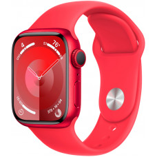 Apple Watch Series 9, 41 мм, корпус из алюминия цвета (PRODUCT)RED, спортивный ремешок цвета (PRODUCT)RED, размер S/M