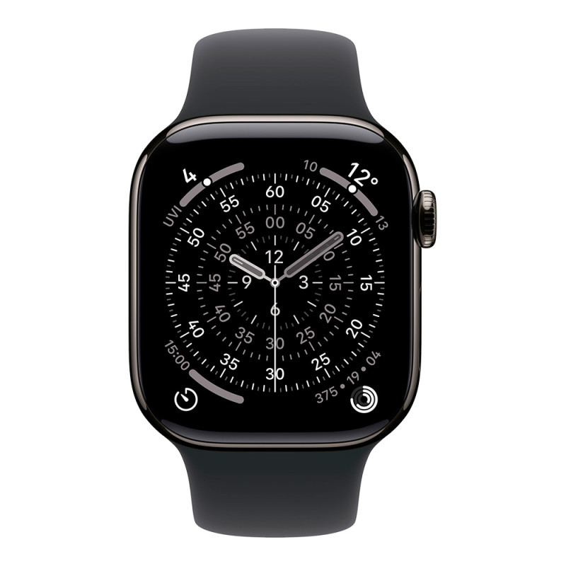 Apple Watch Series 11, 42 мм, сланцевый титан, спортивный ремешок S/M