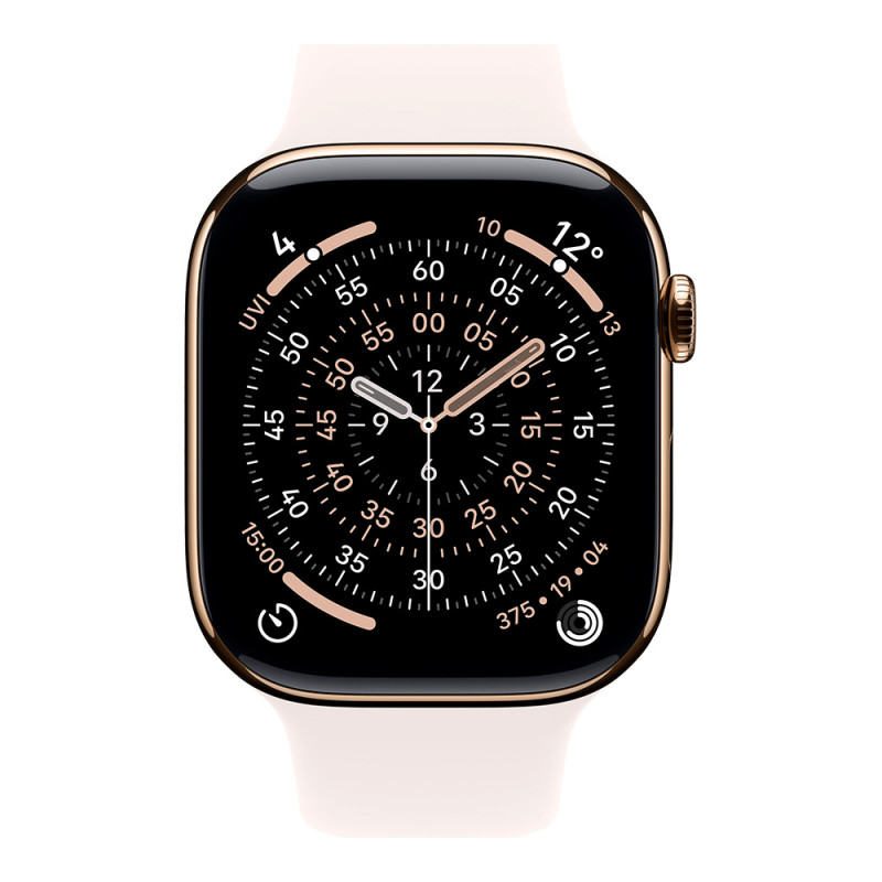 Apple Watch Series 11, 46 мм, золотой титан, спортивный ремешок S/M